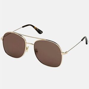 Tom Ford Gold and Brown Aviator Sunglasses